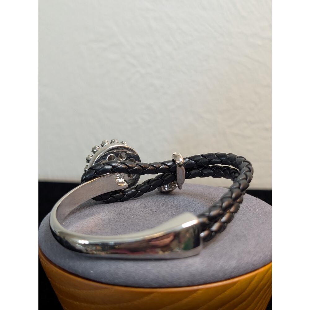 Ginger Snaps Leather Silver Tone Button Clasp Rhi… - image 6